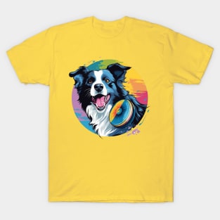 border collie playing with a frisbee T-Shirt